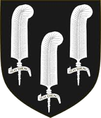 Three Ich Dien feathers — the heritage shield