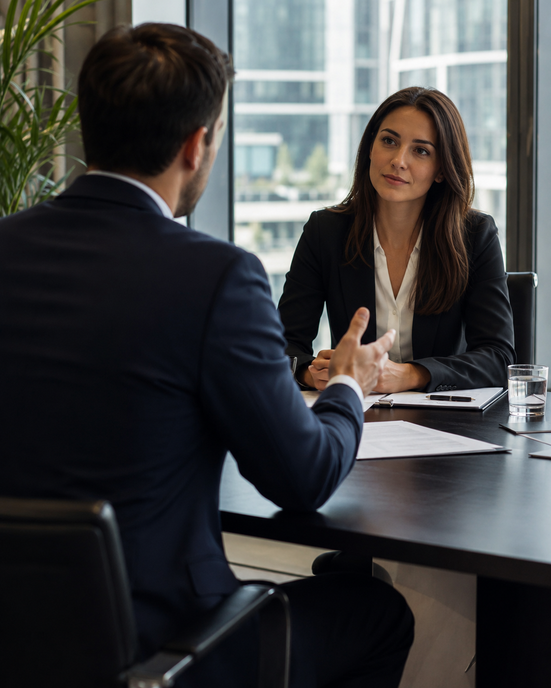 Professional negotiation discussion in a meeting room.